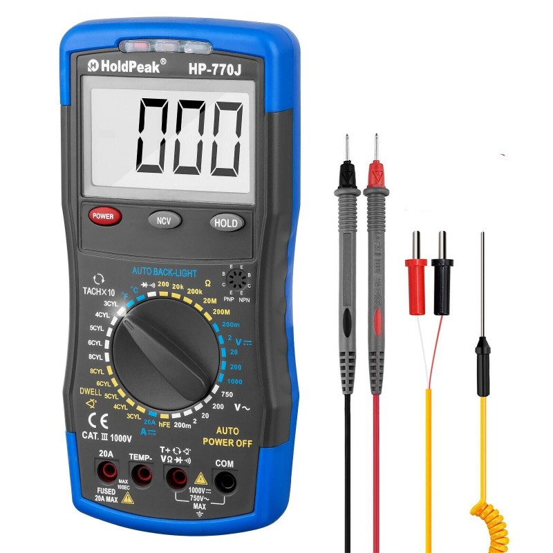 HoldPeak Digital Multimeter Automotive AC/DC Volt Amp Dwell Meter RPM