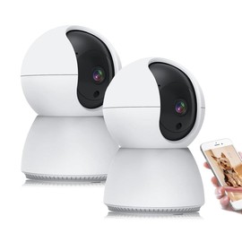 EASYTAO 2PCS TV-628 Cámara de Seguridad Interior, 2K 3MP Cámara Alexa WiFi, iCSee O Tris Home App, Audio Bidireccional, Control Remoto, Detección de Movimiento, Visión Nocturna,Compatible con Alexa