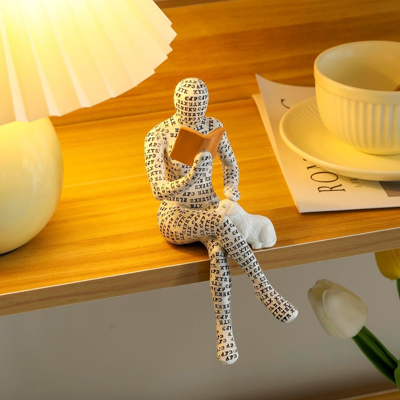 Home Decor Thinker Statue Pulp Reading Women Aesthetic Bookworms Abstract