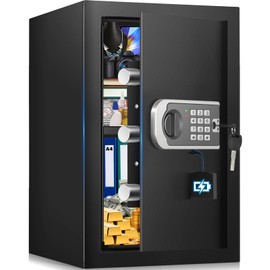 [16.54" Tall] Safe Box, 2.8 Cuft Home Safes Water and Fireproof, Anti-Theft Security Safes for Home with Programmable Keypad Spare Keys, Digital Safety Box for Money Documents Valuables Jewelry