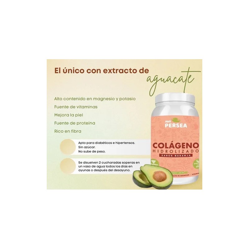 Colageno Hidrolizado A&g Persea Sabor Naranja De 1.2 Kg