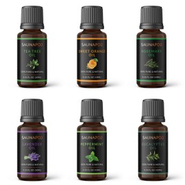 Organic Essential Oils Gift Set - 6x10ml Pure & Natural Aromatherapy Oils: Eucalyptus, Lavender, Peppermint, Sweet Orange, Rosemary & Tea Tree - 100% Vegan, Cruelty-Free, Eco-Friendly Packaging