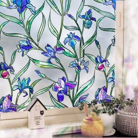 SUNBABY Stained Glass Window Film:288,3D Decorative Window Privacy Film,Window Decals,Non-Adhesive Heat Control Anti UV Vinyl Static Clings,23.6 x 78.7 Inches