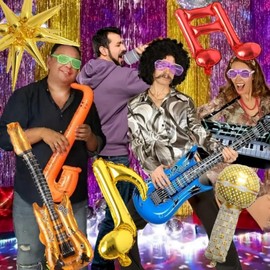 RKMYTR 10-Piece Music Decor Latex Balloons - Durable Inflatable Musical Instrument Party Supplies for Birthdays (Suitable for Kids & Adults)