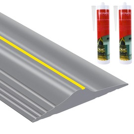 ToLanbbt 20Ft/6M Universal Garage Threshold Seal Strip with 300ml Black Adhesives, Garage Door Bottom Weatherproof Strip Rubber DIY Weather Stripping Replacement (Grey+Yellow)