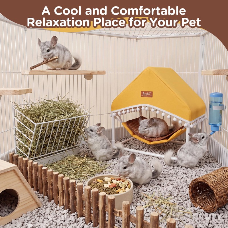HOSUKKO Guinea Pig Hammock with Stand,Rabbit Bed with Removable Cushion,Hamster