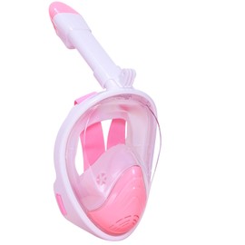 Aprllolg Full Face Snorkel Mask,Snorkeling Diving Mask for Adults with 180° Panoramic View,Sports Camera Compatible Snorkel Set Scuba Mask (Pink XS)