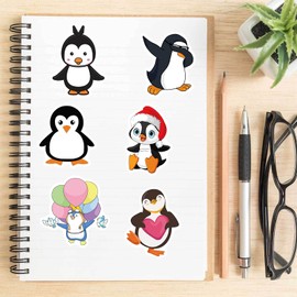 Gxizlba 100 Pcs Cute Penguin Stickers Funny Penguin Waterproof Vinyl Laptops Decals for Water Bottle Bumper Journal Cartoon Penguin Animals Party Reward Sticker for Kids Teens Adults