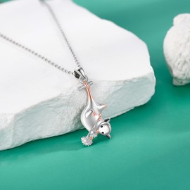 VENACOLY Possum Necklace 925 Sterling Silver Possum Pendant Animal Mother's Day Jewellery for Women Ladies Mother, Sterling Silver, No Gemstone