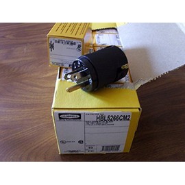 5266CBK, HBL5266CM2 15A 125V U/G Edison Male Plug { All Black } Box of 10