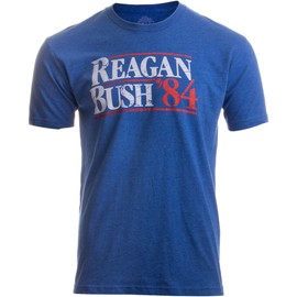 Ann Arbor T-shirt Co. Reagan Bush '84 | Vintage Style Conservative Republican GOP Unisex T-Shirt-Adult,2XL Heather Royal Blue
