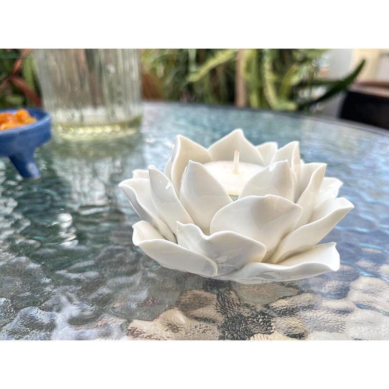 Ceramic Lotus Petals Style Flower Candle Holder Tea Lights Holder