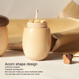 Toothpick Holder Dispenser, Cute Wooden Toothpick Holder Pocket Acorn Shaped Toothpick Holders Decorative Rounded Structure 8cm Height Toothpick Dispenser