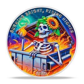 BHealthLife Dumpster Fire Challenge Coin - Sunflower Skeleton Motivational Coin - Dumpster Fire Office Desk Accessories Inspirational Gifts for Women Men Coworkers Employees Friends