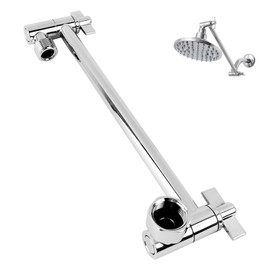 Shower Head Extension, Stainless Steel Shower Head Extension Arm, 288 mm Adjustable Shower Head Extension, Shower Arm Extension with Locking Nuts, G1/2 Inch Universal Connection (1)