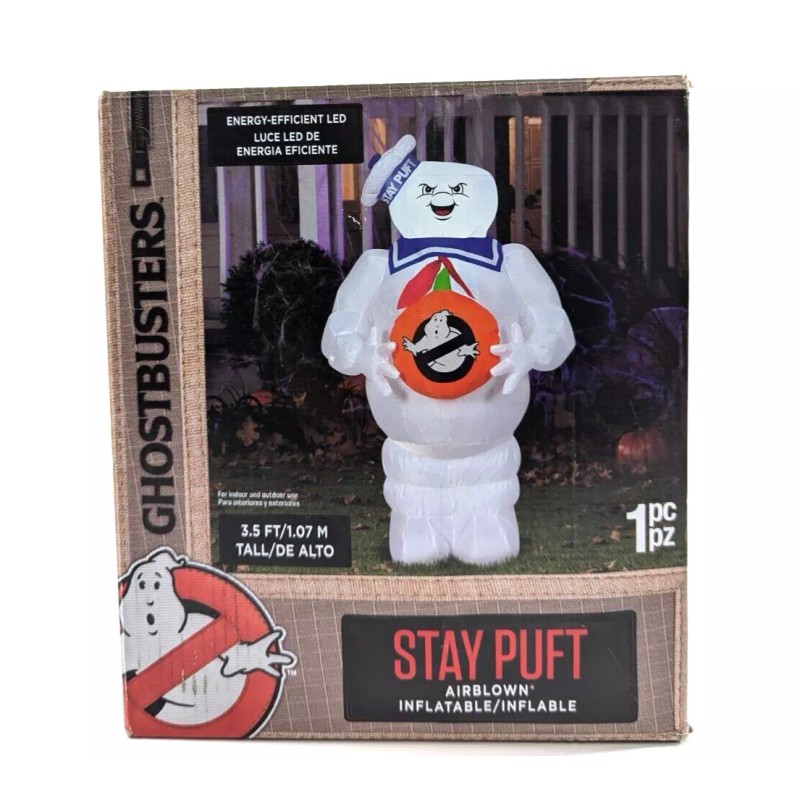 Gemmy Airblown Inflatable Ghostbusters Stay Puft, 3.5 ft Tall, White