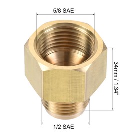 TA-VIGOR Brass Pipe Fitting, 1/2 SAE Flare Male to 5/8 SAE Female Thread, Brass Flare Adapter Tubing Connector for Air, Gas Pipe, Refrigeration, HVAC, 1PCS