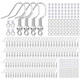 925 Sterling Silver Plated Earring Hooks for Jewelry Making, 300 Pcs Hypoallergenic DIY Earring Making Supplies Kit, Upgraded French Ear Fish Hook Earing Findings Wires Parts Hardware Pieces (Silver)