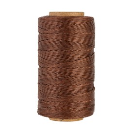Bonded 0.8mm Round Waxed Polyester Cord, 3-ply Wax Coated Thread, 197 Yards Stiff String for Heavy Duty Fabric, Leather Sewing, Book Binding, Upholstery Repair, and Macrame Jewelry - Deep Coffee