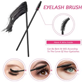 Kit de herramientas de maquillaje desechables, 260 piezas, brochas de delineador de ojos, varitas de rímel, aplicadores de lápiz labial, caja organizadora de plástico, capa corta, impermeable, paleta de maquillaje de acero inoxidable, espátula (negro)