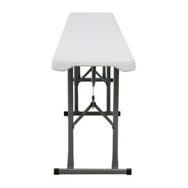 Elama 6 Foot Folding Bench, White Plastic Folding Bench, Portable Long Foldable Benches, Indoor Outdoor Picnic Camping Fold Bench, 6 Foot Party Bench/Seating/Chair