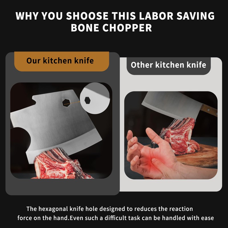 Kitory Meat Cleaver, Heavy Duty Bone Chopper Cleaver Knife, Full