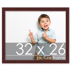 Poster Palooza 32x26 Frame Brown Mahogany Finish Solid Pine Wood Picture Frame with UV Acrylic Plexiglass, Foam Board Backing & Hardware Included