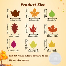 Lucleag 90 PCS Fall Cutouts for Bulletin Board Decoration, Fall Autumn Maple Leaves Cutouts with Glue Points for Thanksgiving Fall Autumn Classroom Office Home Bulletin Board Party Decorations