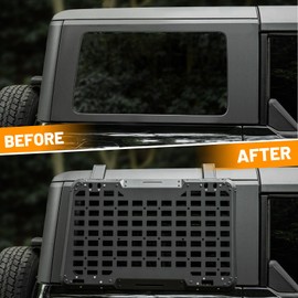 Rear Window Storage Molle Panel Flank Kit Rear Window Protective Decoration for Ford Bronco 2021 2022 2023 2024 4 Doors