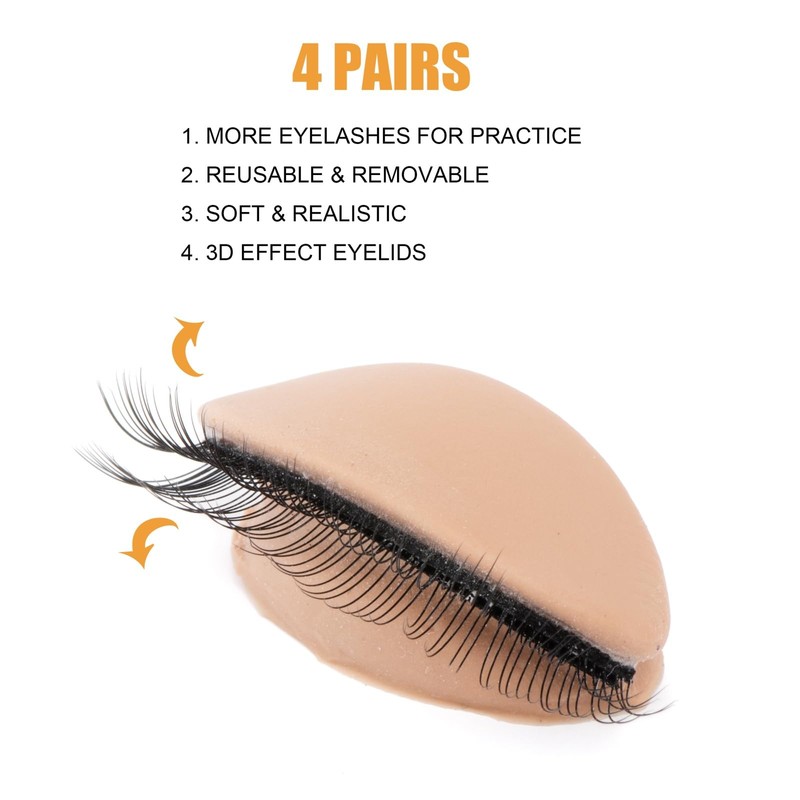 4 Pairs DOUBLE-LAYER Practice Lash Strips for Lash Mannequin Head,