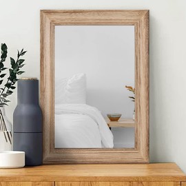 MWAZZLL Rustic Mirror with Wood Frame Farmhouse Rectangle Mirrors for Wall 20"x16" Decorative Hanging Mirror for Bathroom Bedroom