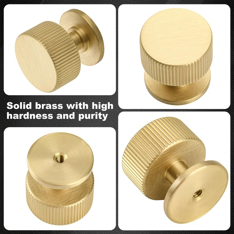 SALISENG Brushed Gold Kitchen Cabinet Knob - Solid Brass Dresser