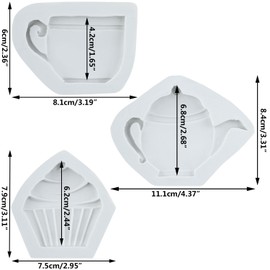 Sijiangmold Teekannen Silikonformen Teetassen Fondantform Cupcake Formen Für Teeparty Kuchendekoration Schokolade Cupcake Topper Süßigkeiten Polymer Ton Blütenpaste 3er Set