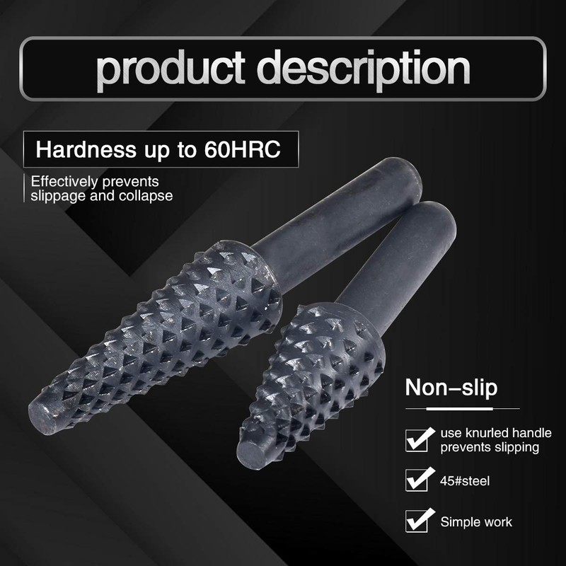 KATUR Rotary Burr Rasp Set, 5pcs 1/4'' 6mm Shank Wood