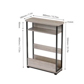 Narrow Side Table,3-Tier Slim End Table with Storage Shelf,Modern Sofa Table Thin Side Table for Narrow and Small Spaces, Skinny Bedside Table Small Nightstand with Magazine Rack Space Saving/Oak