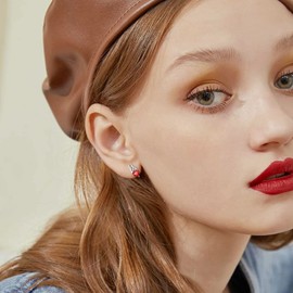 ChicSilver 925 Sterling Silver Irish Celtic Trinity Knot Earrings with 5MM Heart Cut Red Ruby Birthstone Hypoallergenic Stud Earrings for Women Sensitive Ears (July)