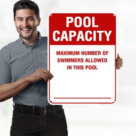 Pool Capacity, Maximum Number of Swimmers Allowed In This Pool Sign, 18x24 Inches, 55 mil thick HDPE (high density polyethylene), Made in USA by My Sign Center