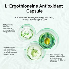 ONOTIC Ergothioneine Supplement 30mg Pure EGT Capsules - Ergo Mushroom Supplement 90-Day Supply Premium Anti-Aging Cellular Protection for Adults, Immune Heart Brain Health Support