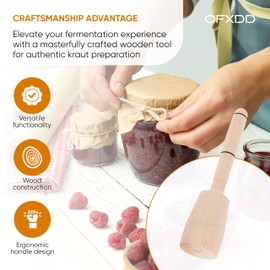 Wooden Potato Masher- Pack of 2 - Cabbage Tamper - Kitchen Wood Pounder for Mashed Potatoes - Vegetable Masher Tool