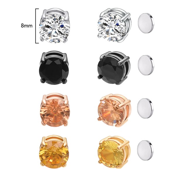 Vissen 4 Pairs CZ Magnetic Clip On Earrings For Women