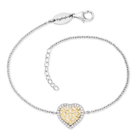 Engelsrufer Schmuck-Set Damen – Armband & Ohrstecker Herz Lebensblume – mit weißen Zirkonia – Eleganter Modeschmuck