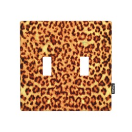 Pznen Leopard Skin Texture Double Toggle Light Switch Cover Leopard Print 2 Gang Wall Plate Decorative Faceplate Electrical Switchplate Bathroom Bedroom