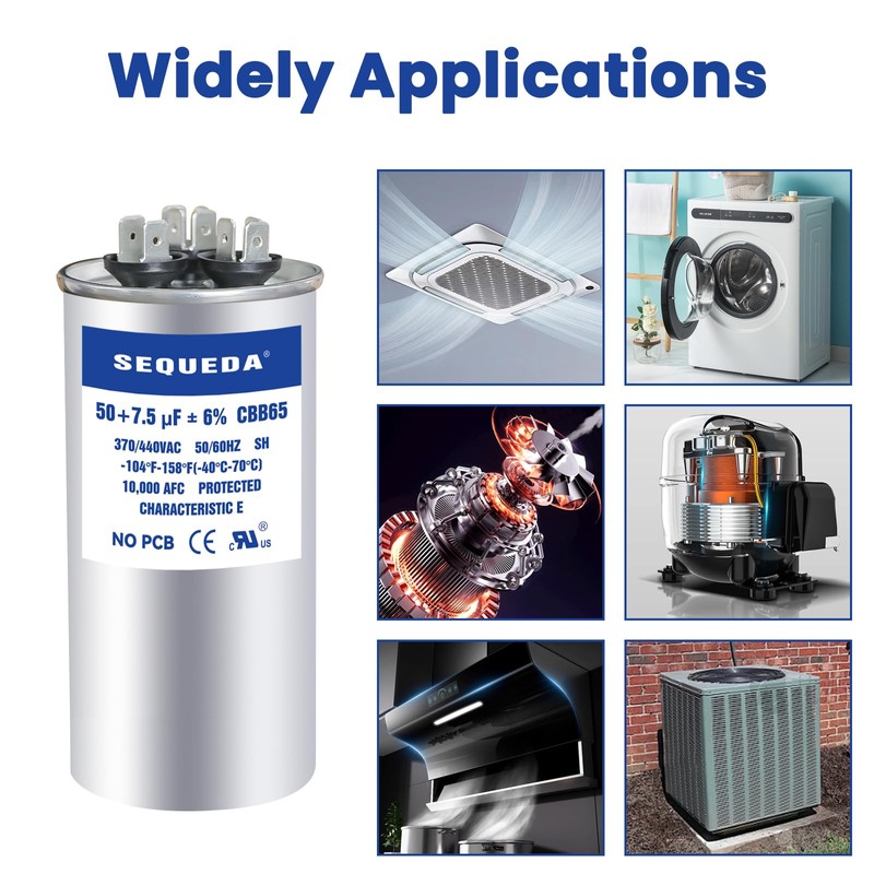 SEQUEDA 50+7.5 uF ±6% 370V/440V CBB65 CBB65A Dual Run Start