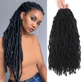 18Inch Soft Locs Crochet Hair 6Packs Faux Locs Crochet Hair Pre Looped Burgundy Color Synthetic Hair Extension for Women (18Inch, BUG#)