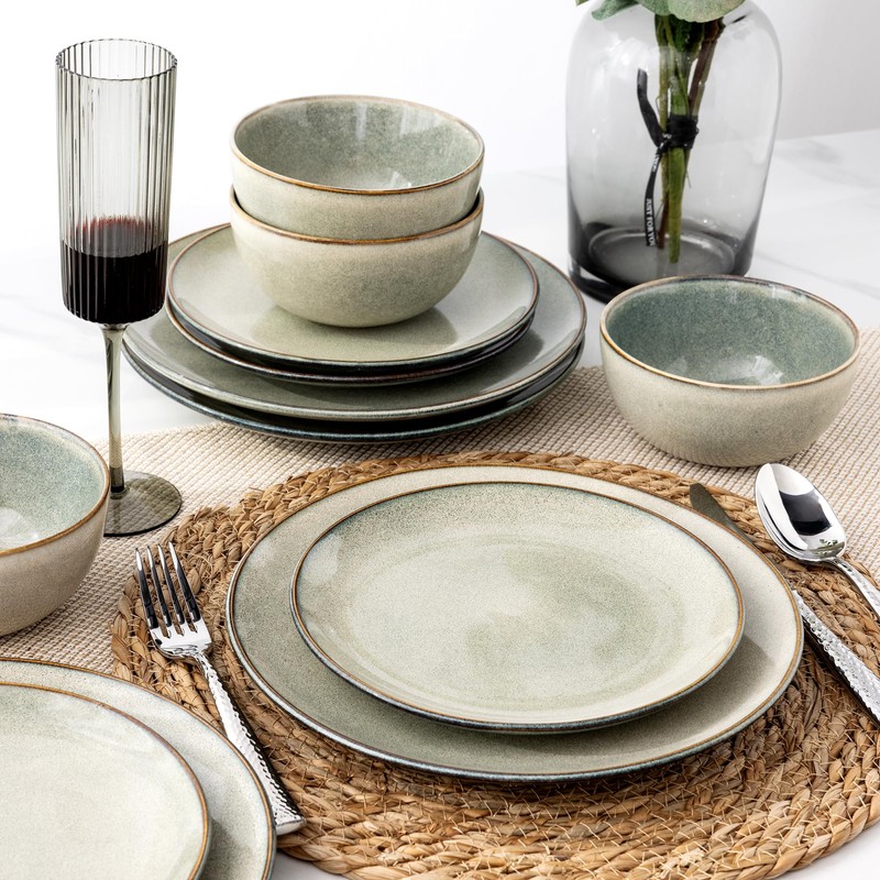 AmorArc Ceramic Dinnerware Sets for 6, 18 Pieces Handpainted Plates