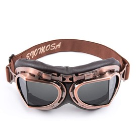 evomosa Motorcycle Goggles Vintage Pilot Aviator Style Cruiser Scooter Steampunk Goggle Outdoor Sand Goggles Bike Racer Cruiser Touring Eyewear for Half Helmet