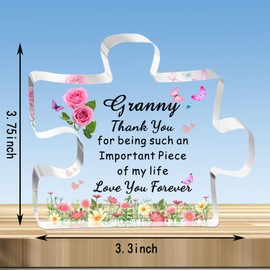 JMIMO Granny Gifts Granny Puzzle Granny Birthday Gifts Christmas Mothers Day Presents for Granny from Grandson Granddaughter - Thank You For Being Such An Important Piece Of My Life