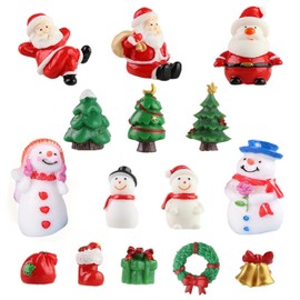 ZOYUBS Christmas Miniature Figurine Ornament Boots Wreath Santa Claus Bell Snowman Resin Craft Supplies Decoration Tabletop Bonsai Potted Plant Gardening Prop DIY Landscape Figurine Garden Bonsai