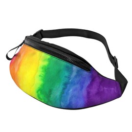 Rainbow Wash Fanny Pack Belt Bag for Women Men Bum with Crossbody Adjustable Strap Bag Gift for Enjoy Festival Sport Workout Traveling Hiking Running Casual Hands-Free Waist Pack Carrying of Phone