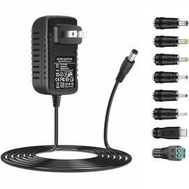 GuanTing 15V 1A AC Power Adapter with 8 DC Plug Tips Adapter Power Supply Charger